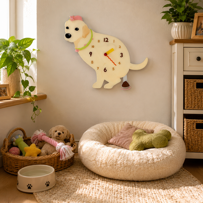 Yellow Labrador Retriever in a warm room scene for dog lovers and pet parents