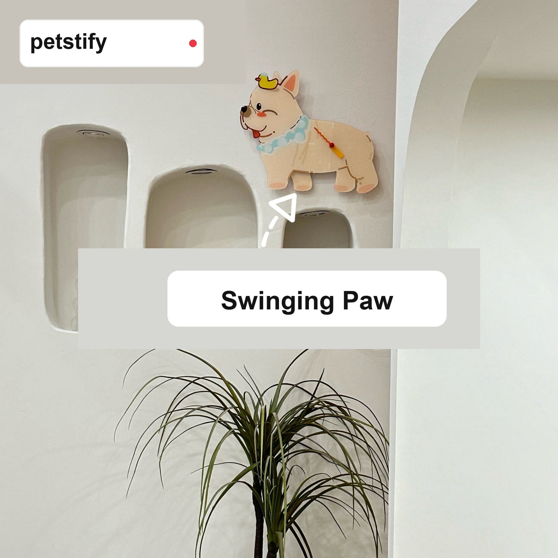 Petstify Cream French Bulldog acrylic wall clock