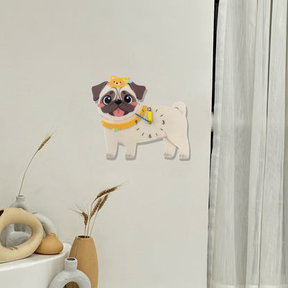 Petstify Pug acrylic wall clock with swinging paw detail