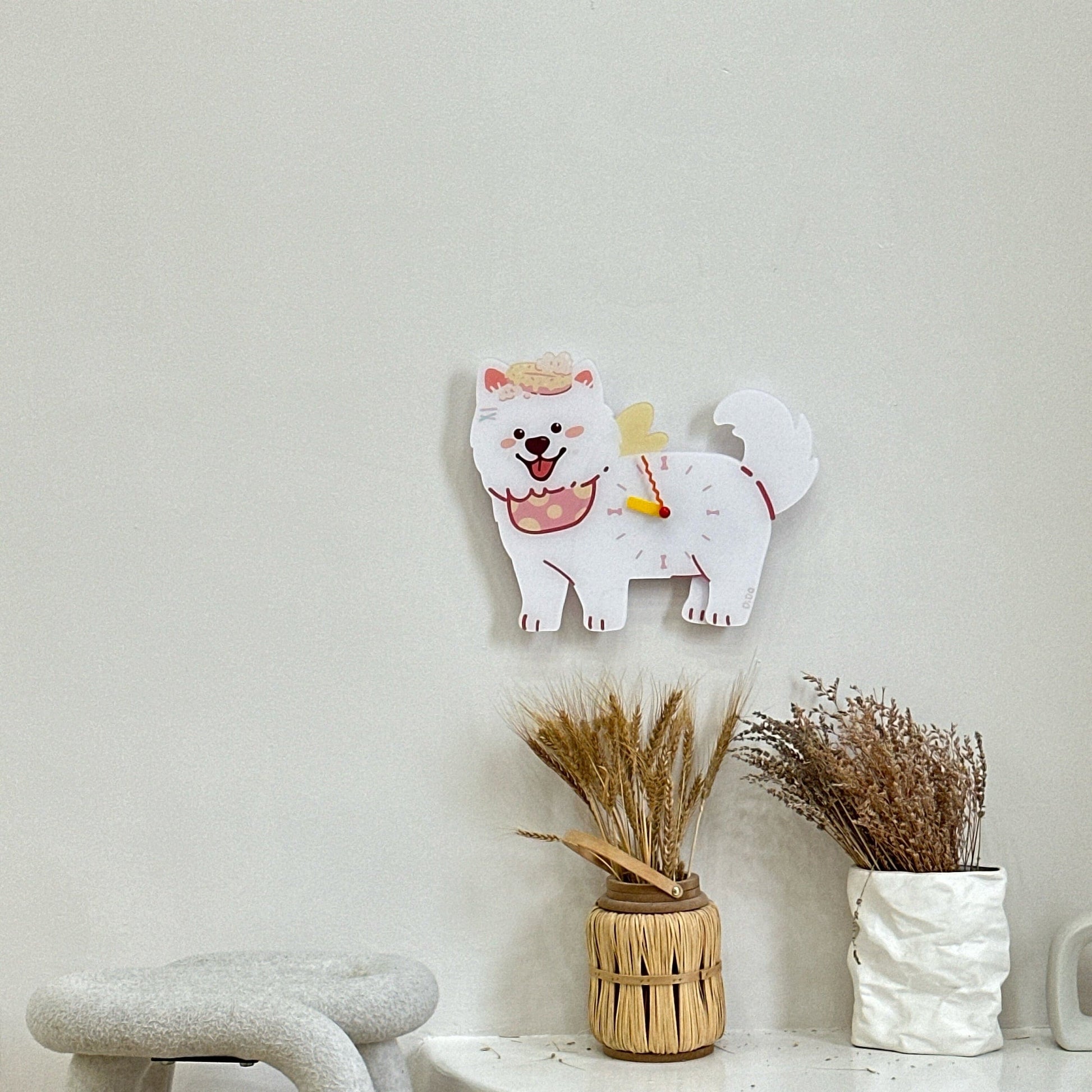 Petstify White Samoyed acrylic wall clock