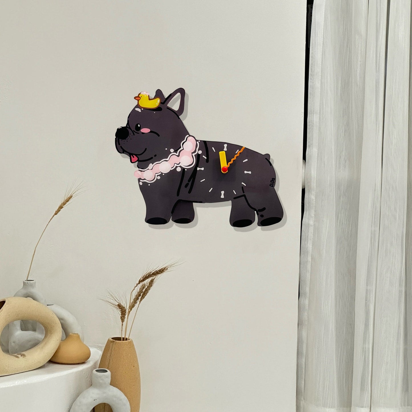 Petstify Black French Bulldog acrylic wall clock