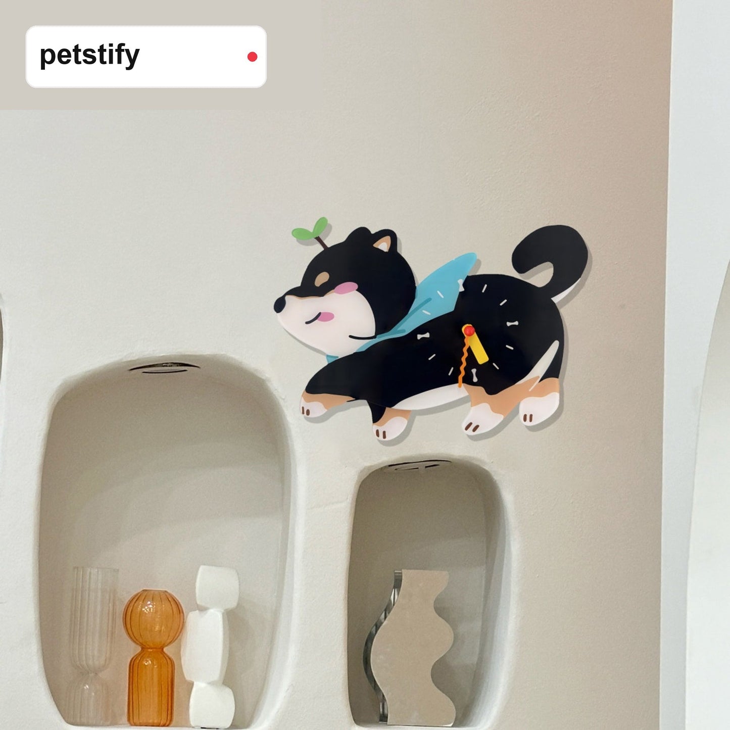 Petstify Black Shiba Inu acrylic wall clock