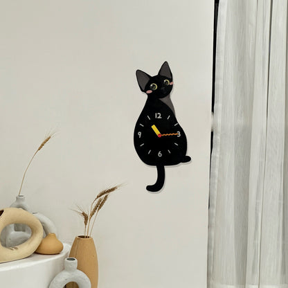 Petstify Black Devon Rex swinging tail acrylic wall clock