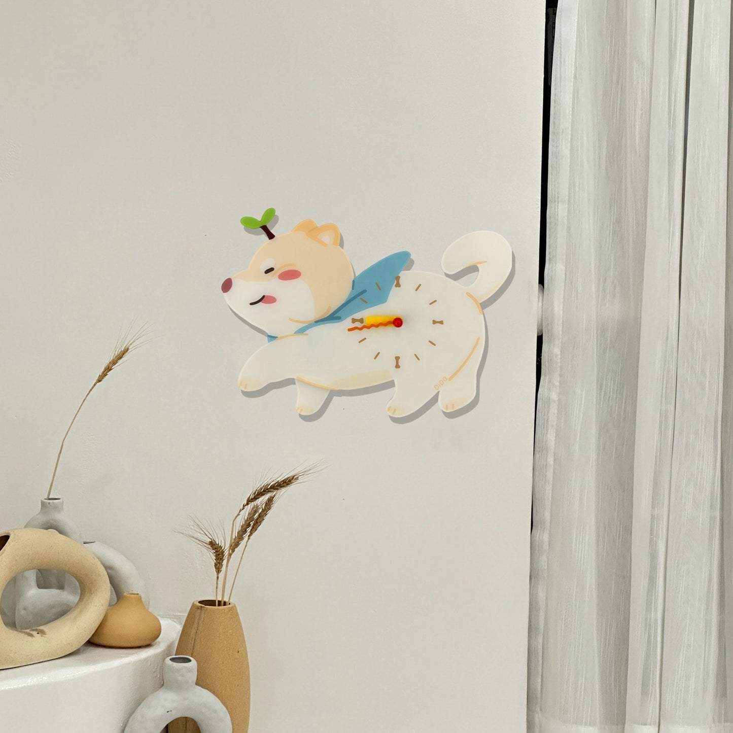 Petstify White Shiba Inu acrylic wall clock