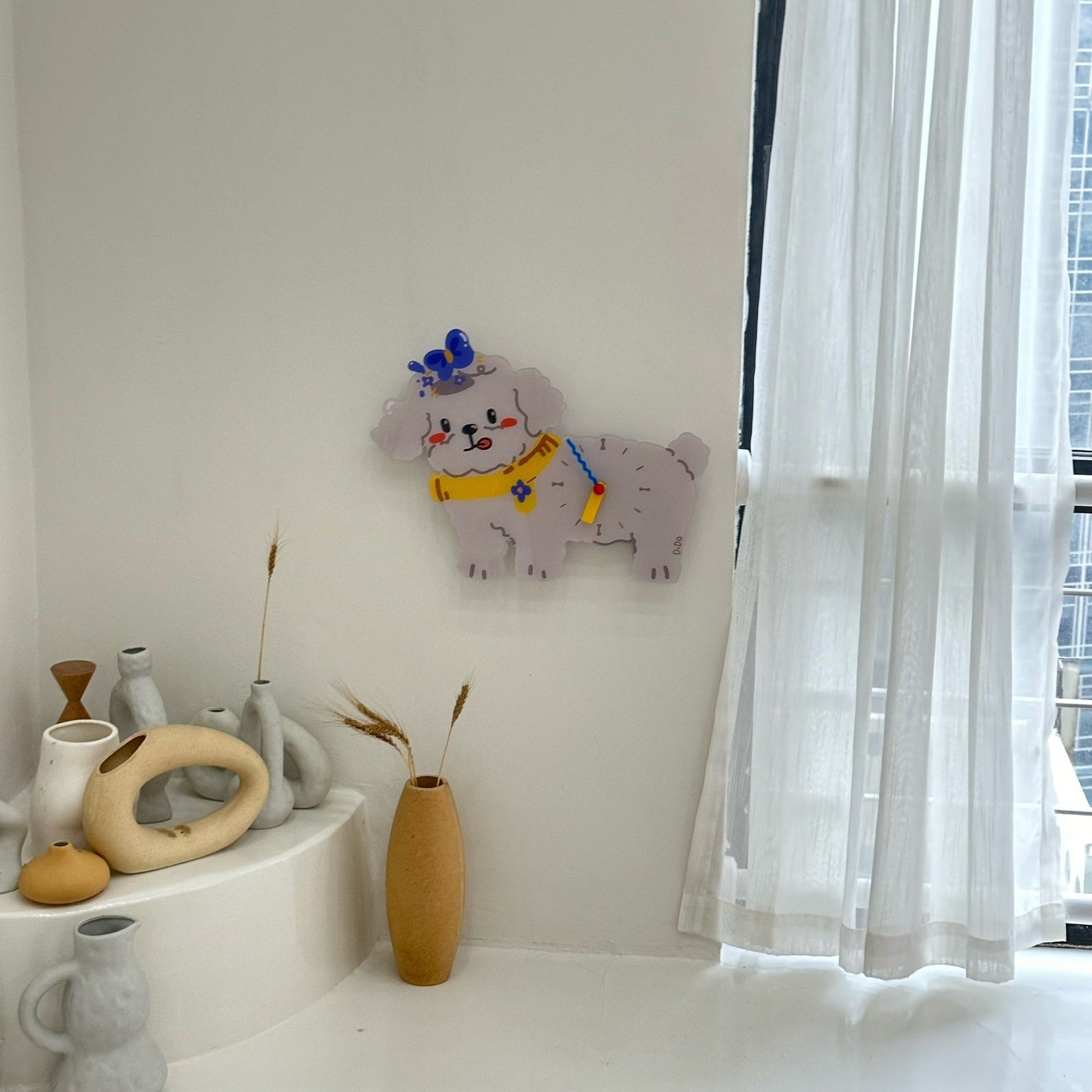 Petstify Gray Teddy Poodle acrylic wall clock