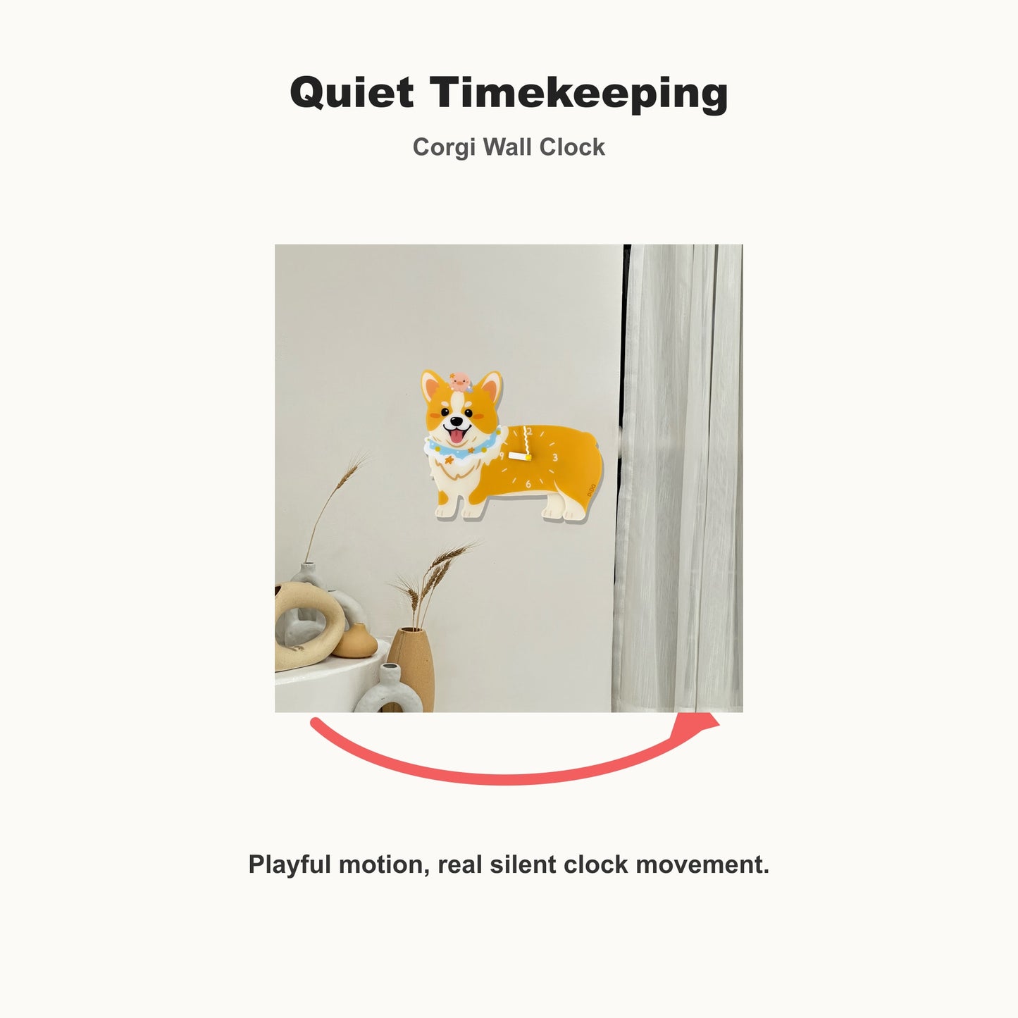 Corgi Petstify dog wall clock with swinging poop pendulum
