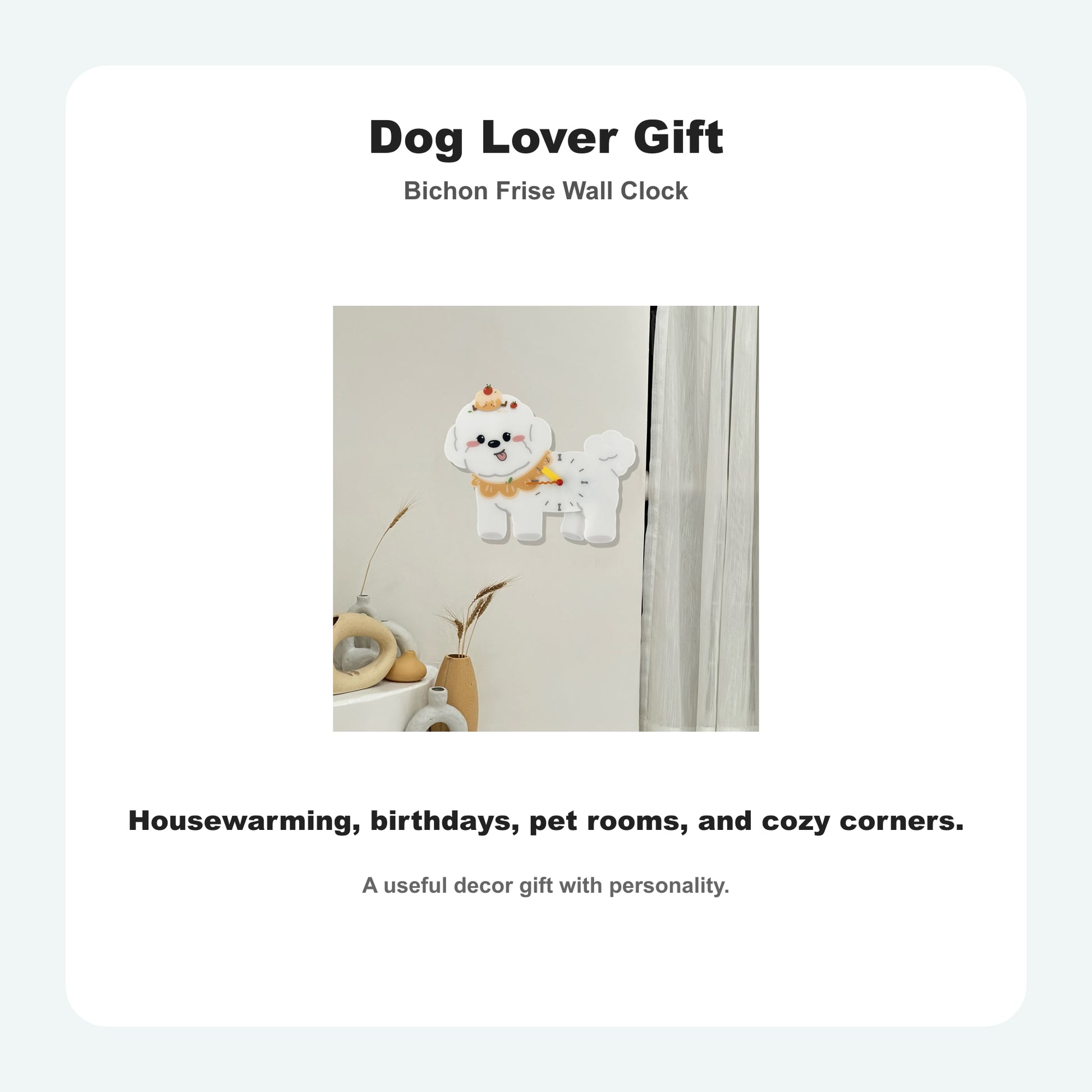 Bichon Frise Petstify dog wall clock with swinging poop pendulum