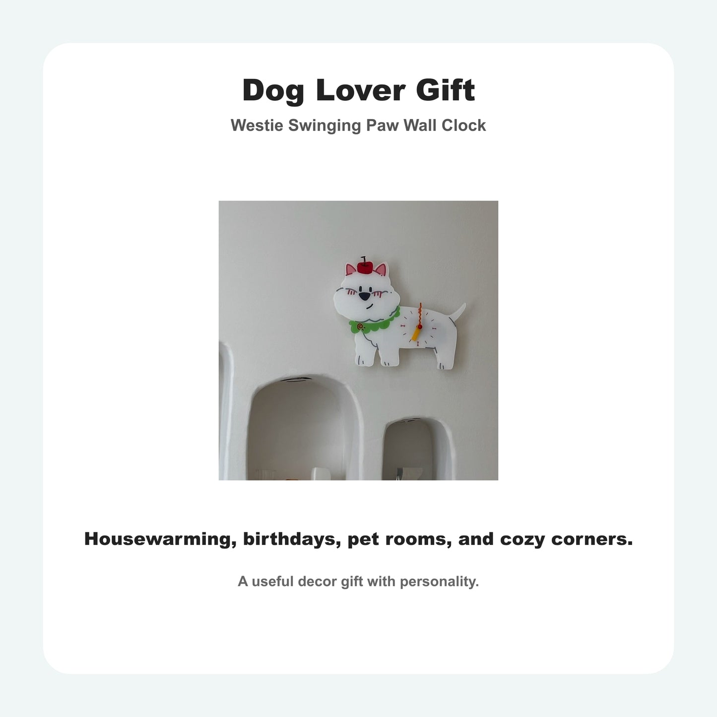 Westie Petstify dog wall clock with swinging poop pendulum