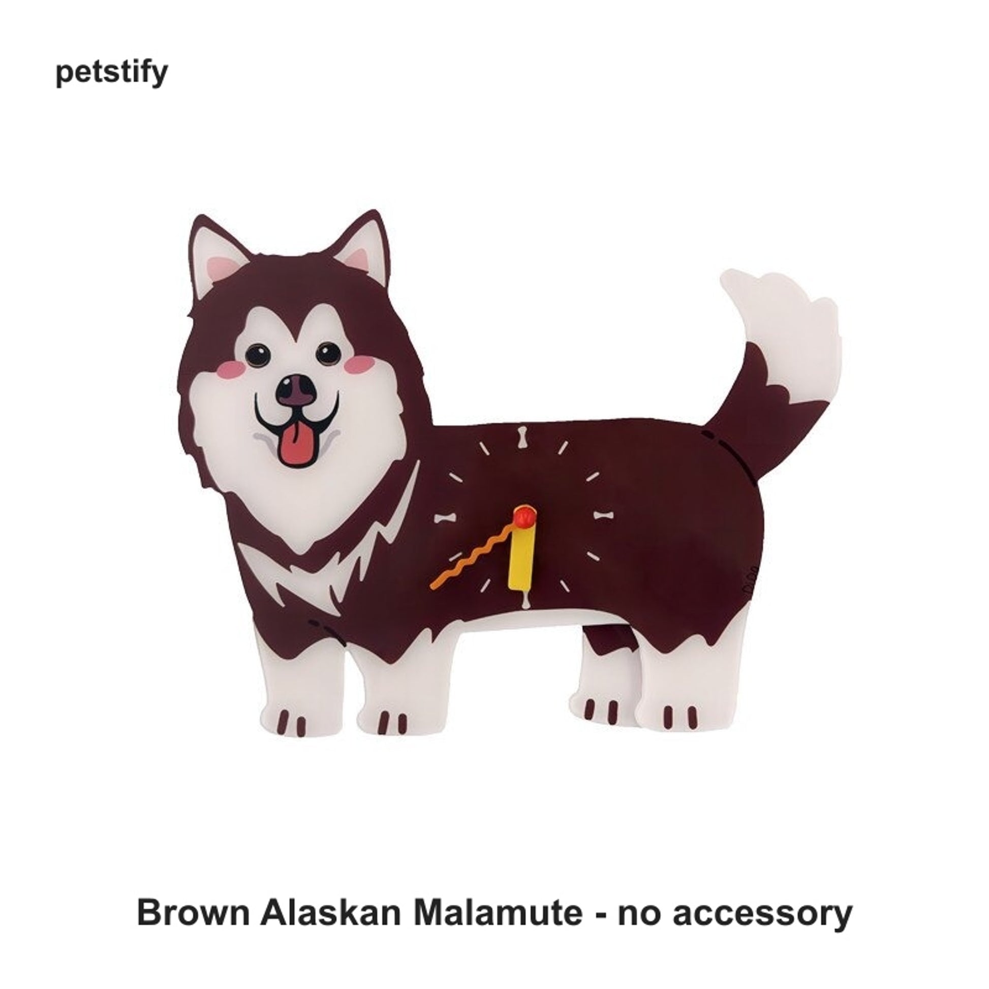 Alaskan Malamute Petstify dog wall clock with swinging poop pendulum