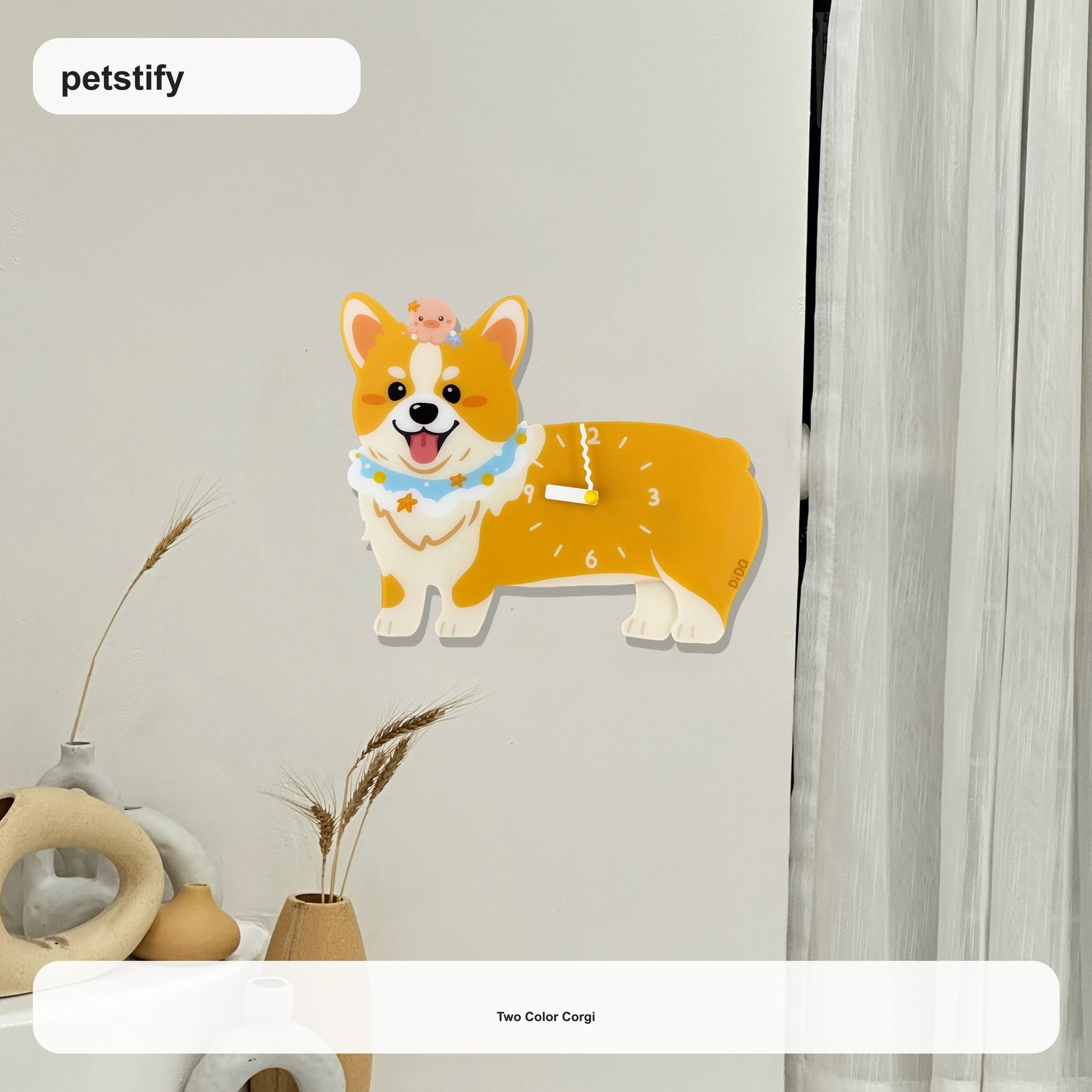 Corgi Petstify dog wall clock with swinging poop pendulum