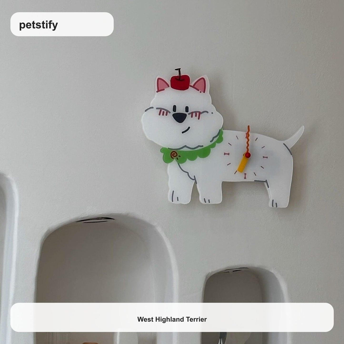 Westie Petstify dog wall clock with swinging poop pendulum
