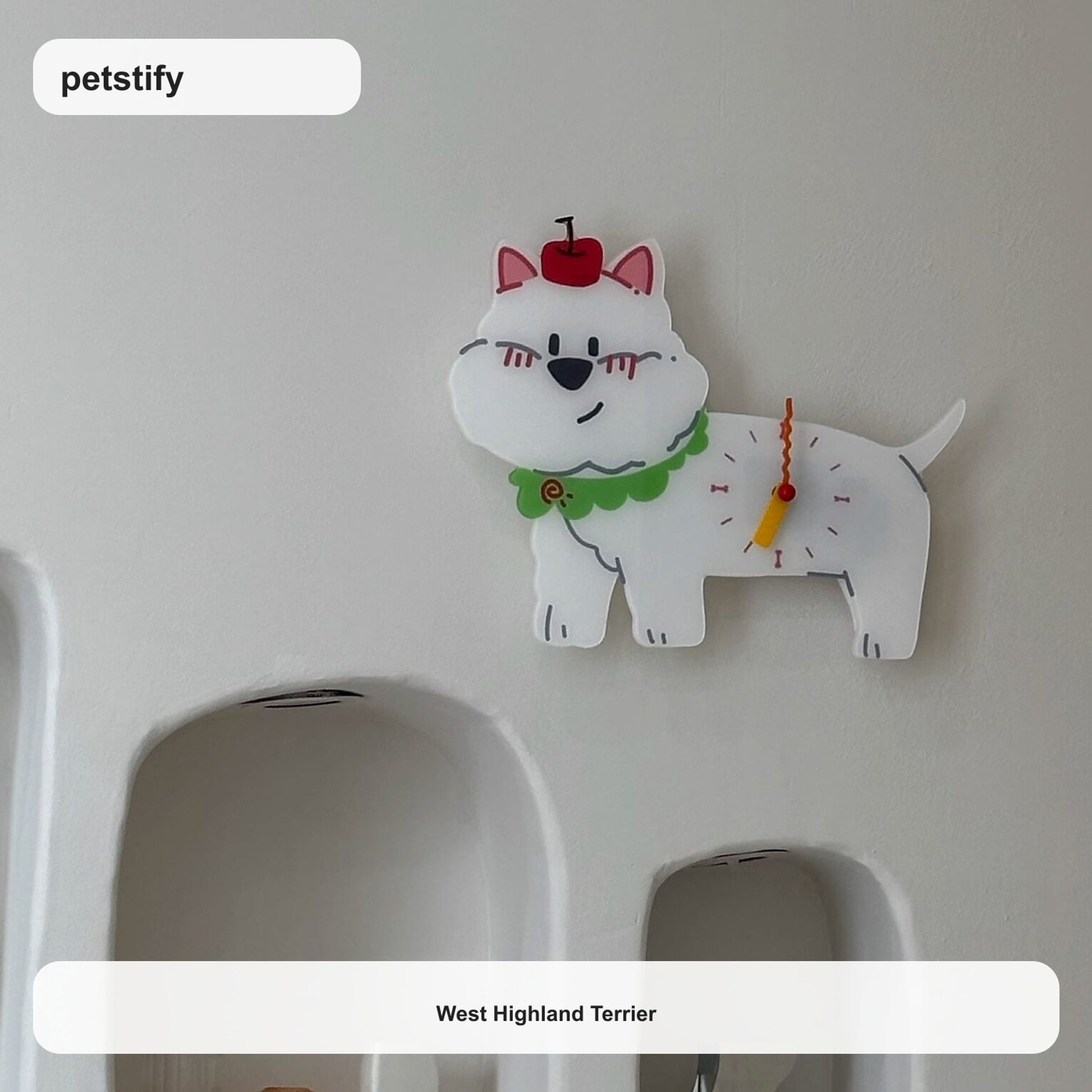 Westie Petstify dog wall clock with swinging poop pendulum
