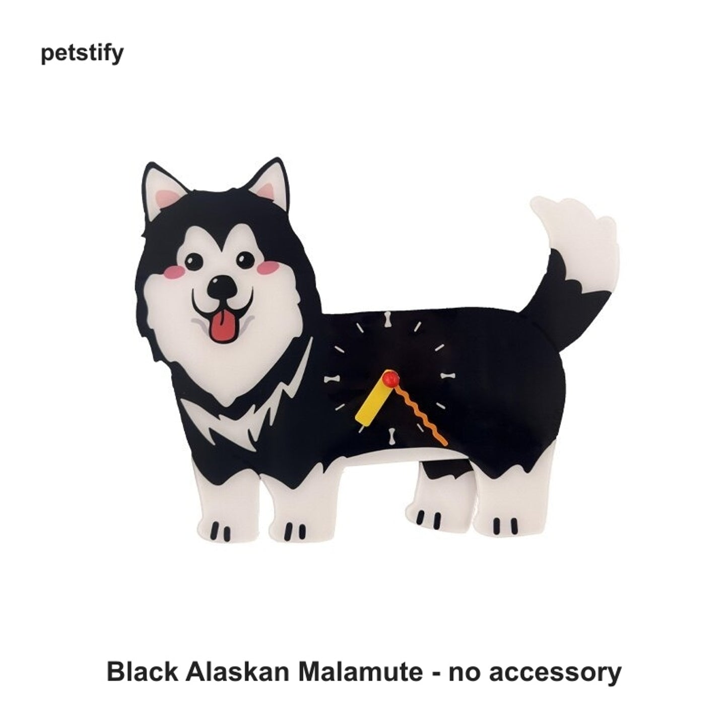 Alaskan Malamute Petstify dog wall clock with swinging poop pendulum
