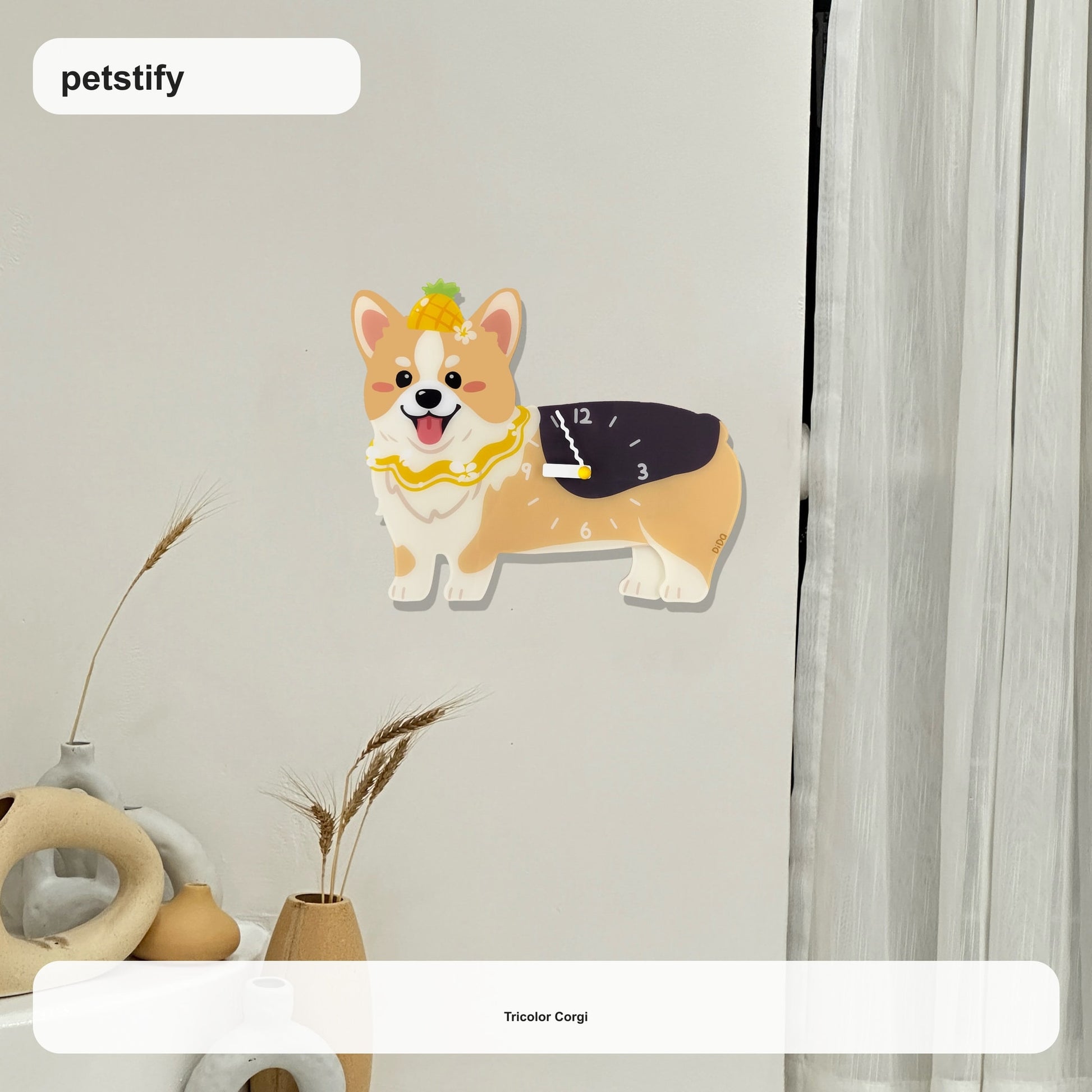 Corgi Petstify dog wall clock with swinging poop pendulum