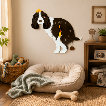 Brown Springer Spaniel funny dog wall clock lifestyle decor scene