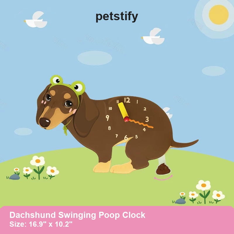 Dachshund Wall Clock with Swinging Poop Pendulum