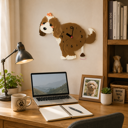 Dark Cockapoo funny dog wall clock lifestyle decor scene
