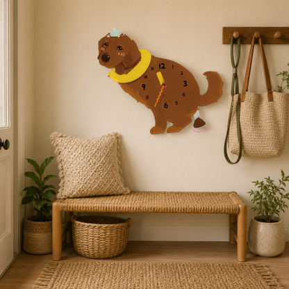 Dark Golden Retriever funny dog wall clock lifestyle decor scene