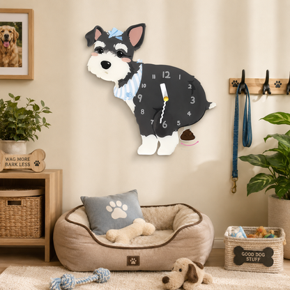 Dark Schnauzer funny dog wall clock lifestyle decor scene