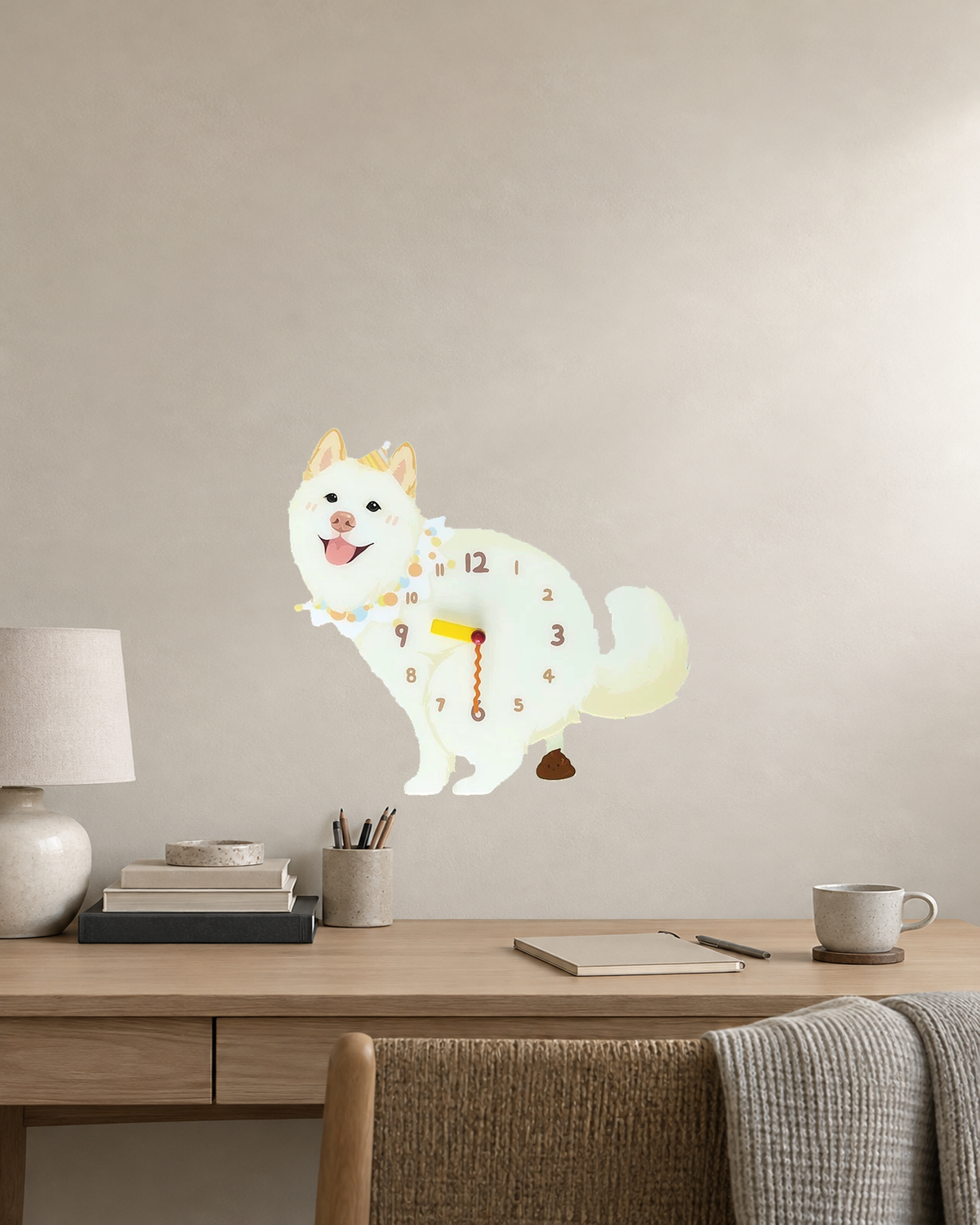 Cream Native Spitz wall clock in a supplementary room styling scene
