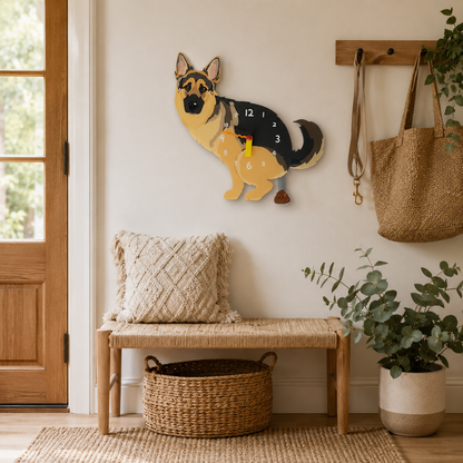 German Shepherd funny dog wall clock lifestyle decor scene