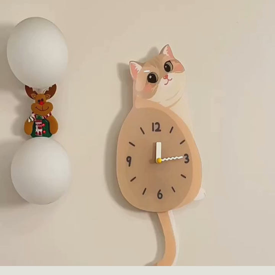 Petstify blue golden shaded cat wall clock clean product video