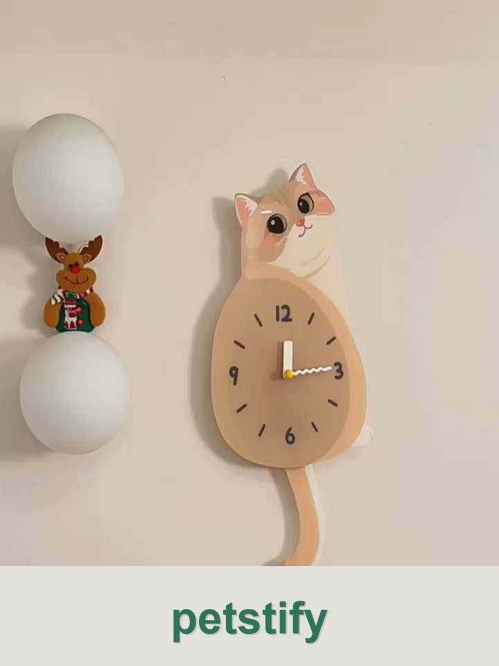 Petstify blue golden shaded cat wall clock clean product video