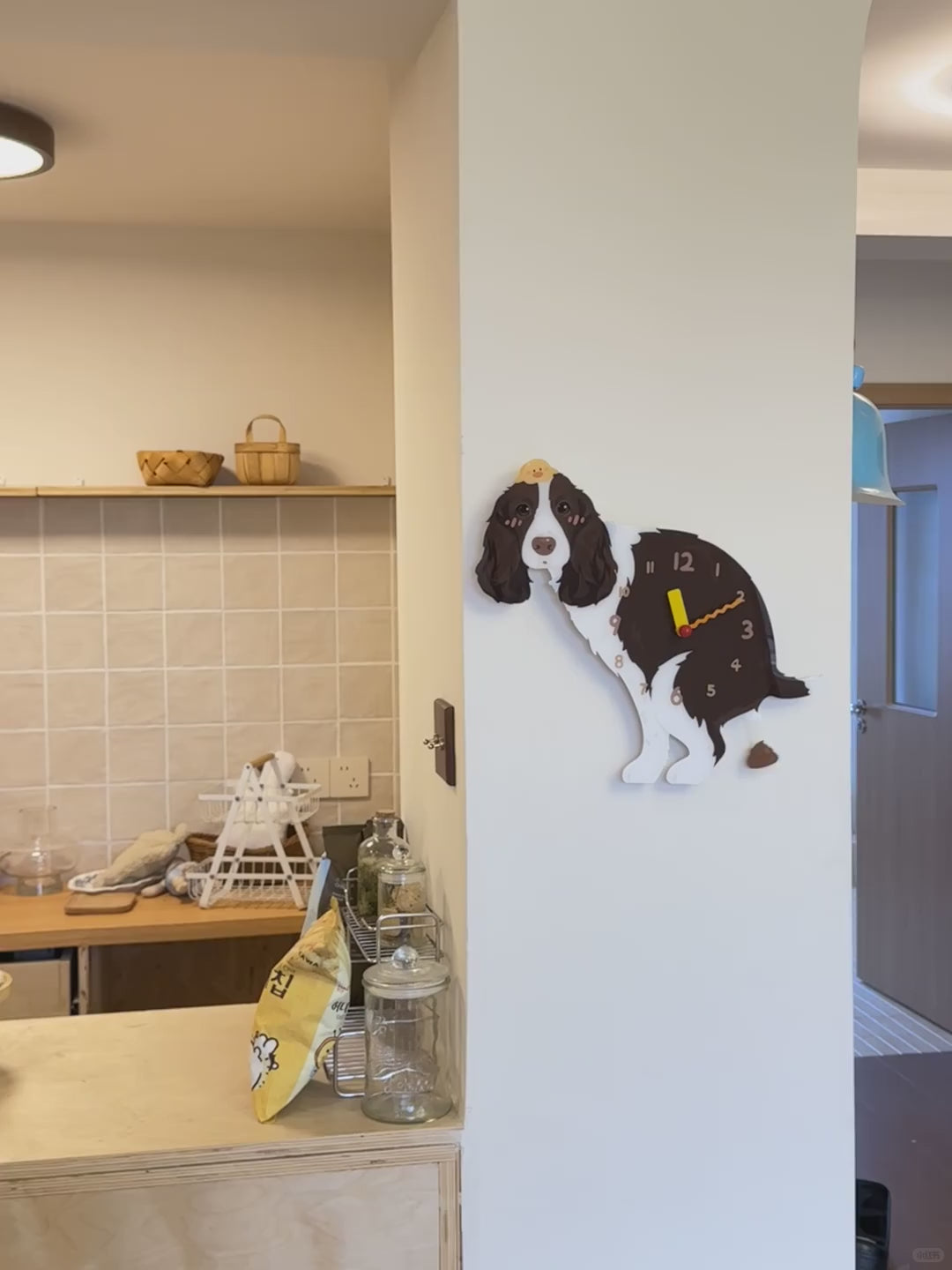 Brown Springer Spaniel Wall Clock additional product motion view 2