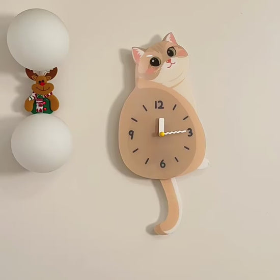 Blue Golden Shaded Cat Wall Clock blue golden shaded cat wall clock product video product media