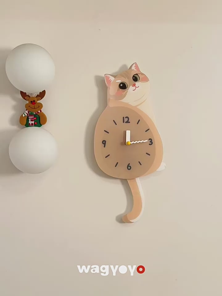 Blue Golden Shaded Cat Wall Clock blue golden shaded cat wall clock product video product media