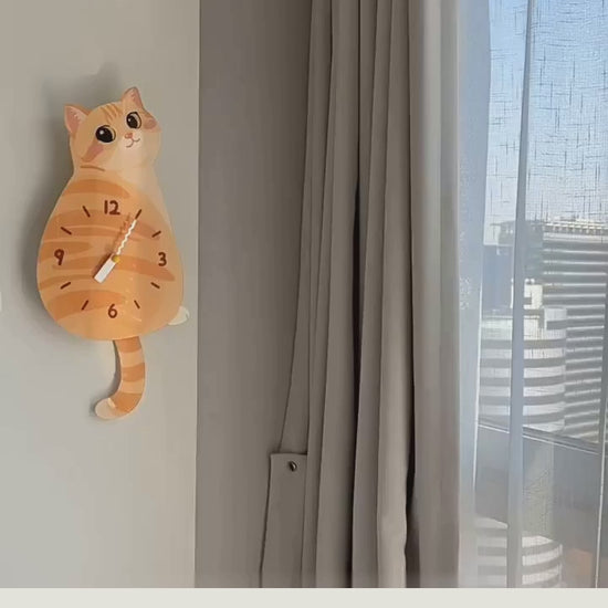 Petstify orange tabby swinging tail wall clock clean product video