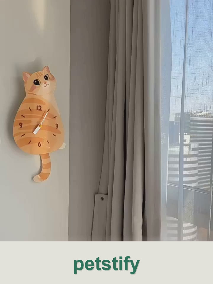 Petstify orange tabby swinging tail wall clock clean product video