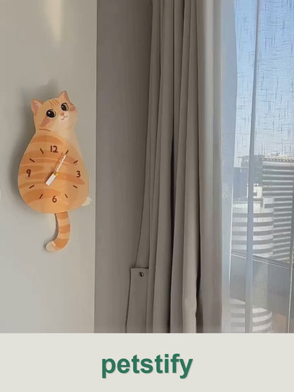 Petstify orange tabby swinging tail wall clock clean product video