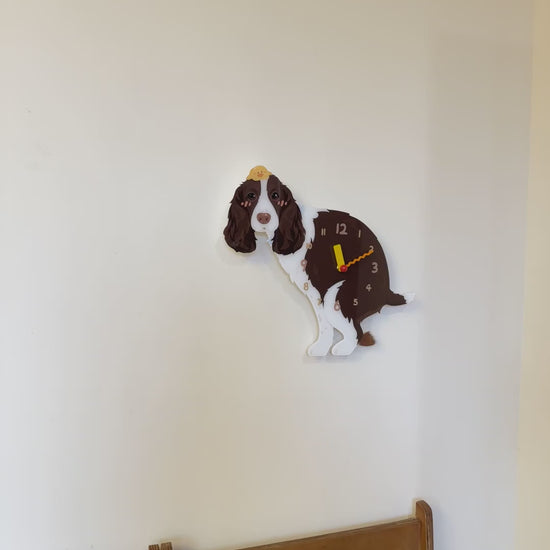 Brown Springer Spaniel Wall Clock additional product motion view 1