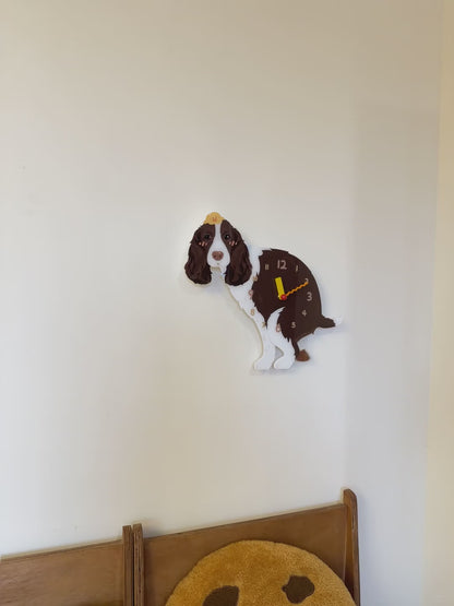 Brown Springer Spaniel Wall Clock additional product motion view 1