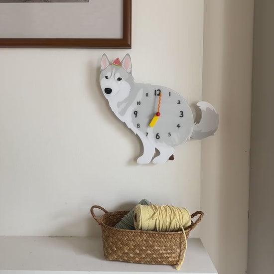 Gray Husky Wall Clock additional product motion view 1