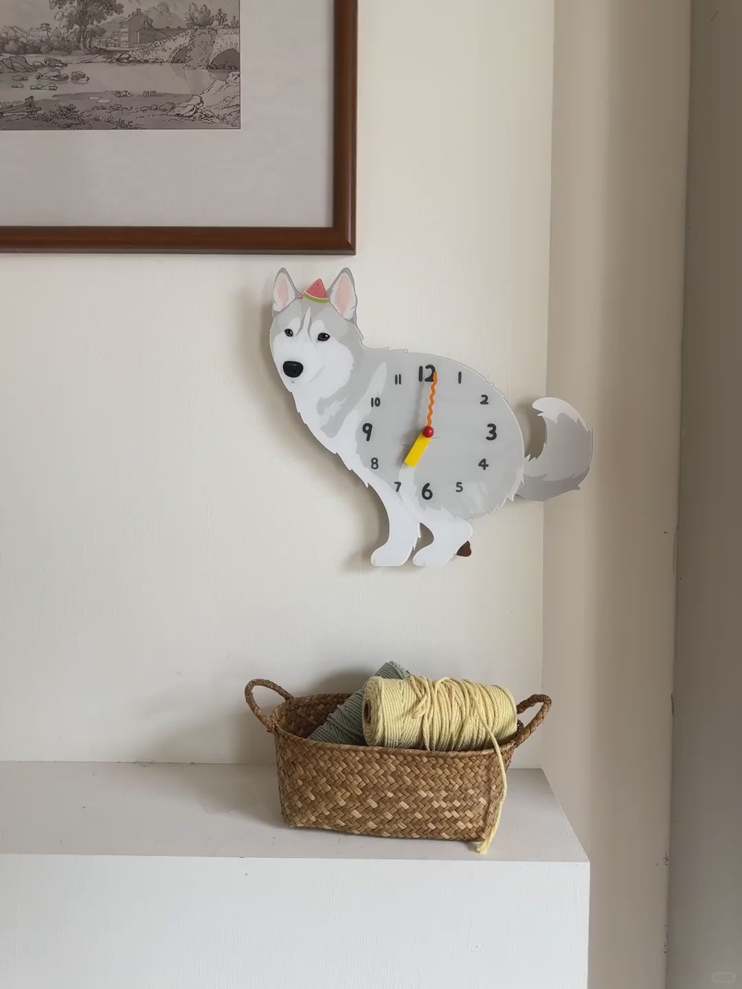 Gray Husky Wall Clock additional product motion view 1