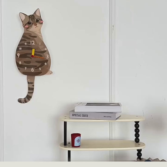 Petstify tabby cat swinging tail wall clock clean product video
