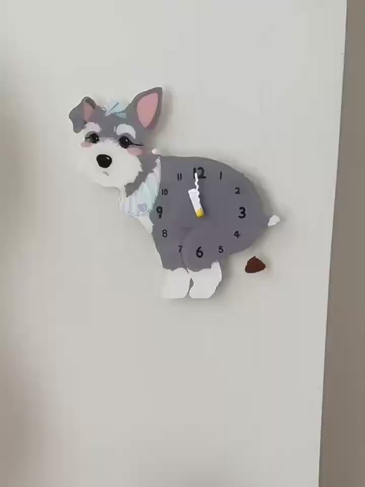 Light Schnauzer Wall Clock additional product motion view 1