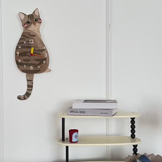 Tabby Cat Swinging Tail Wall Clock tabby cat swinging tail wall clock product video product media