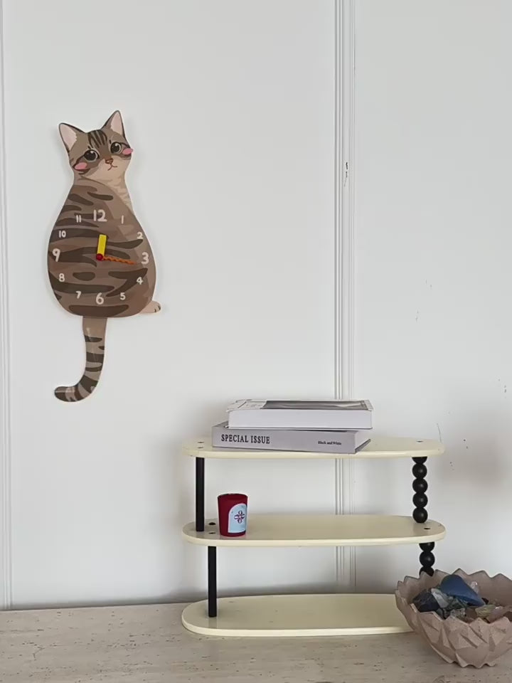 Tabby Cat Swinging Tail Wall Clock tabby cat swinging tail wall clock product video product media