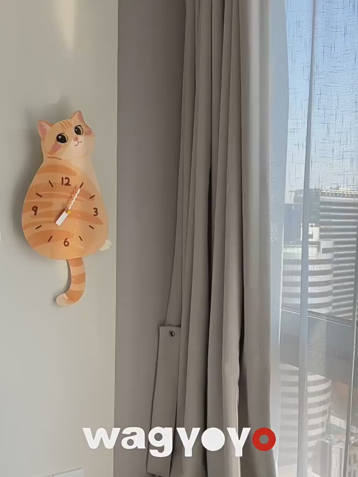Orange Tabby Swinging Tail Wall Clock orange tabby swinging tail wall clock product video product media