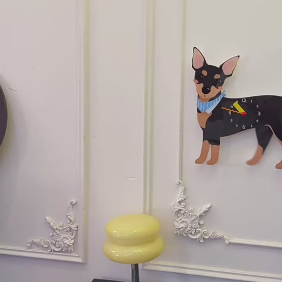 Miniature Pinscher Swinging Paw Wall Clock miniature pinscher swinging paw wall clock product video product media