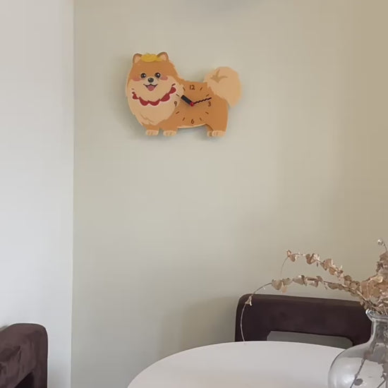 Pomeranian Swinging Paw Wall Clock pomeranian swinging paw wall clock product video product media