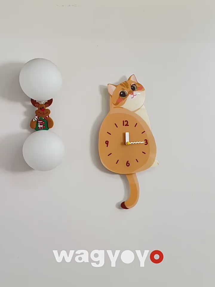 Golden Shaded Cat Swinging Tail Wall Clock golden shaded cat wall clock product video product media
