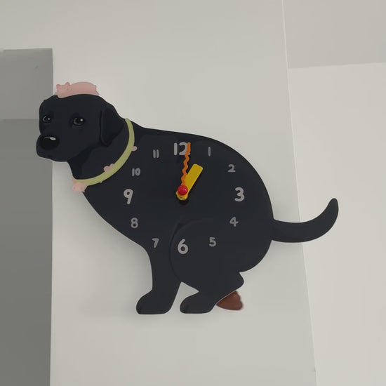 Black Labrador Retriever Wall Clock additional product motion view 1