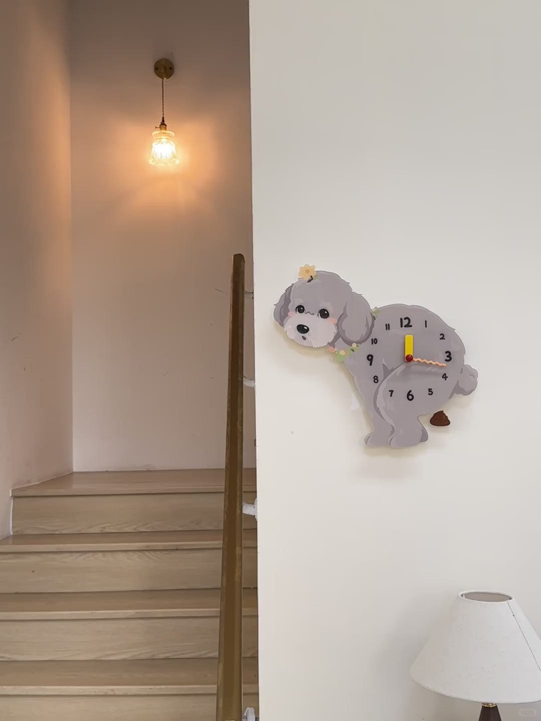 Gray Teddy Poodle Wall Clock product motion demonstration