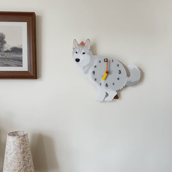 Gray Husky Wall Clock additional product motion view 2