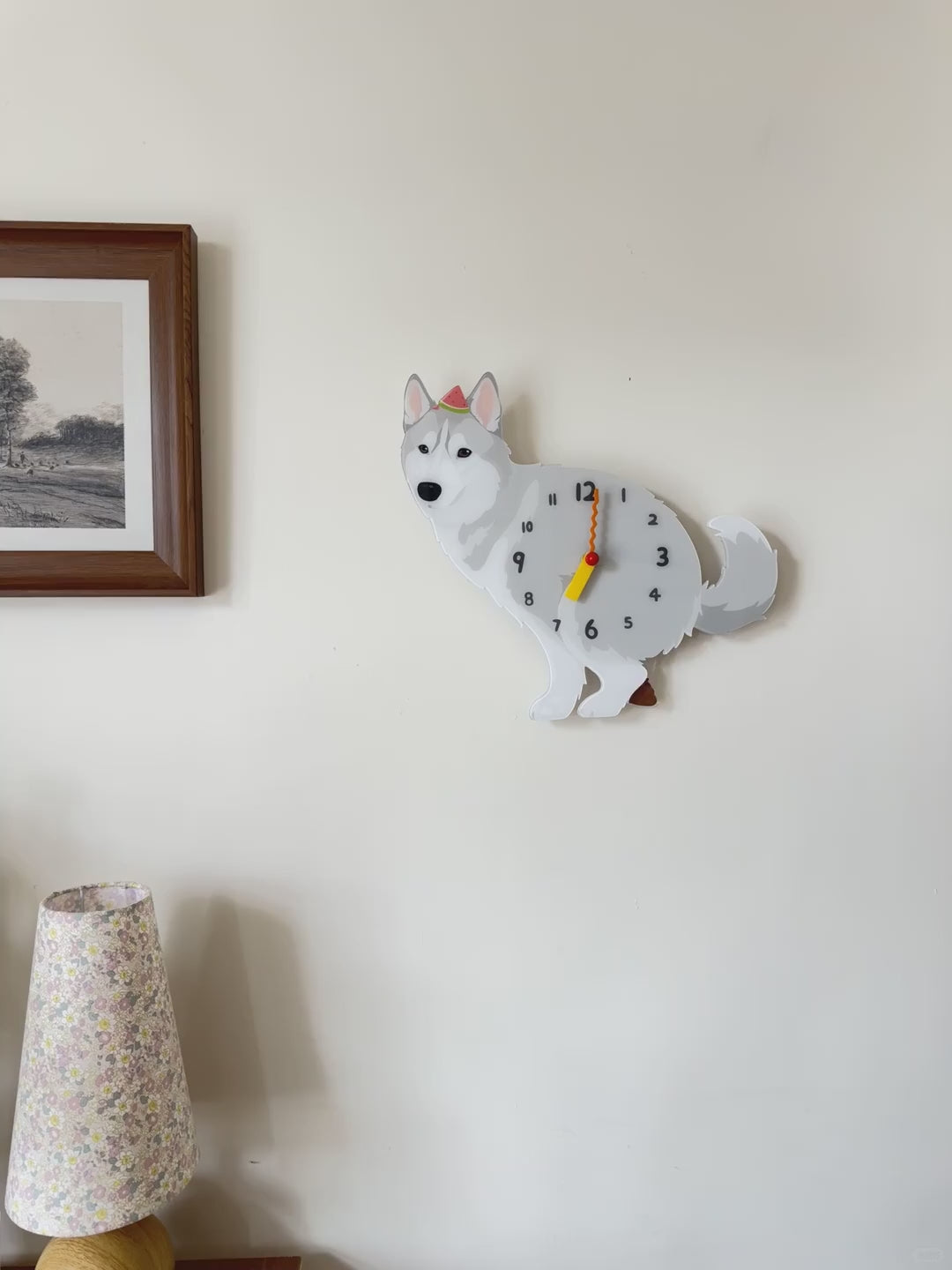 Gray Husky Wall Clock additional product motion view 2