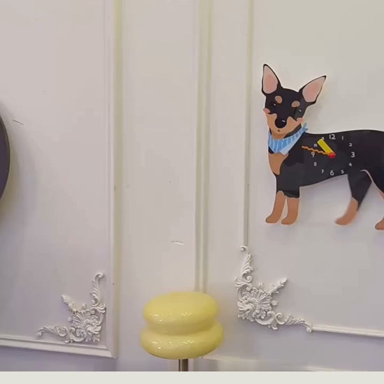 Petstify Miniature Pinscher swinging paw wall clock clean product video